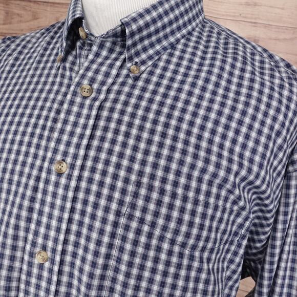 VAN HEUSEN WRINKLE FREE BROADCLOTH BLUE PLAID BUTTON DOWN SHIRT MENS SZ XXL 2XL - Picture 2 of 6